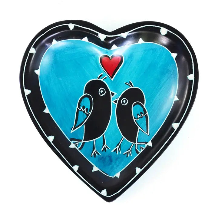 DISH LOVEBIRDS AQUA SOAPSTONE