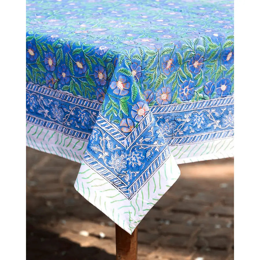 TABLECLOTH FLORAL SAGE AND BLUE