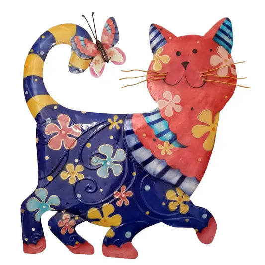 WALL ART CAT BLUE RED