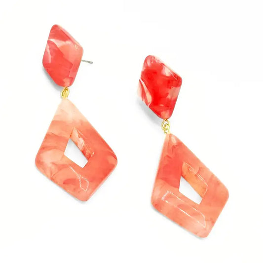 EARRING CORAL PRISM DROP