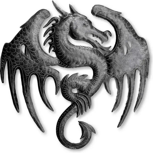 WALL HANGING FLAMING DRAGON METAL
