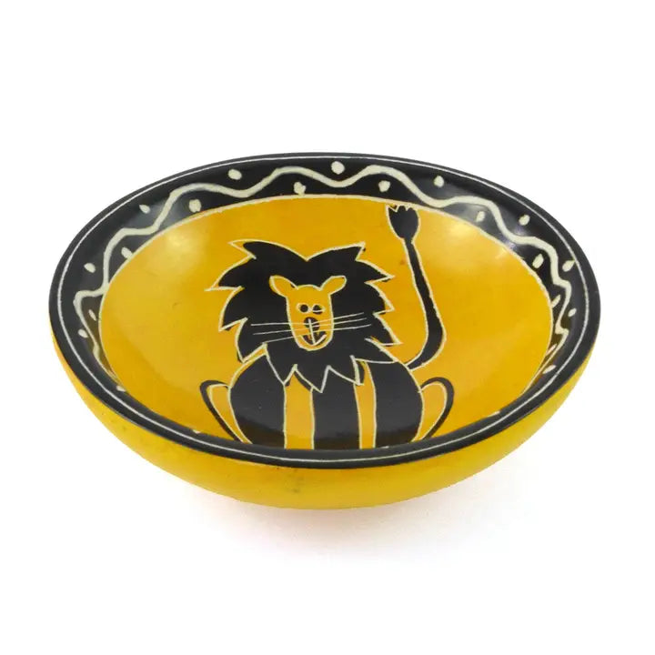 BOWL CHEERFUL LION SOAPSTONE