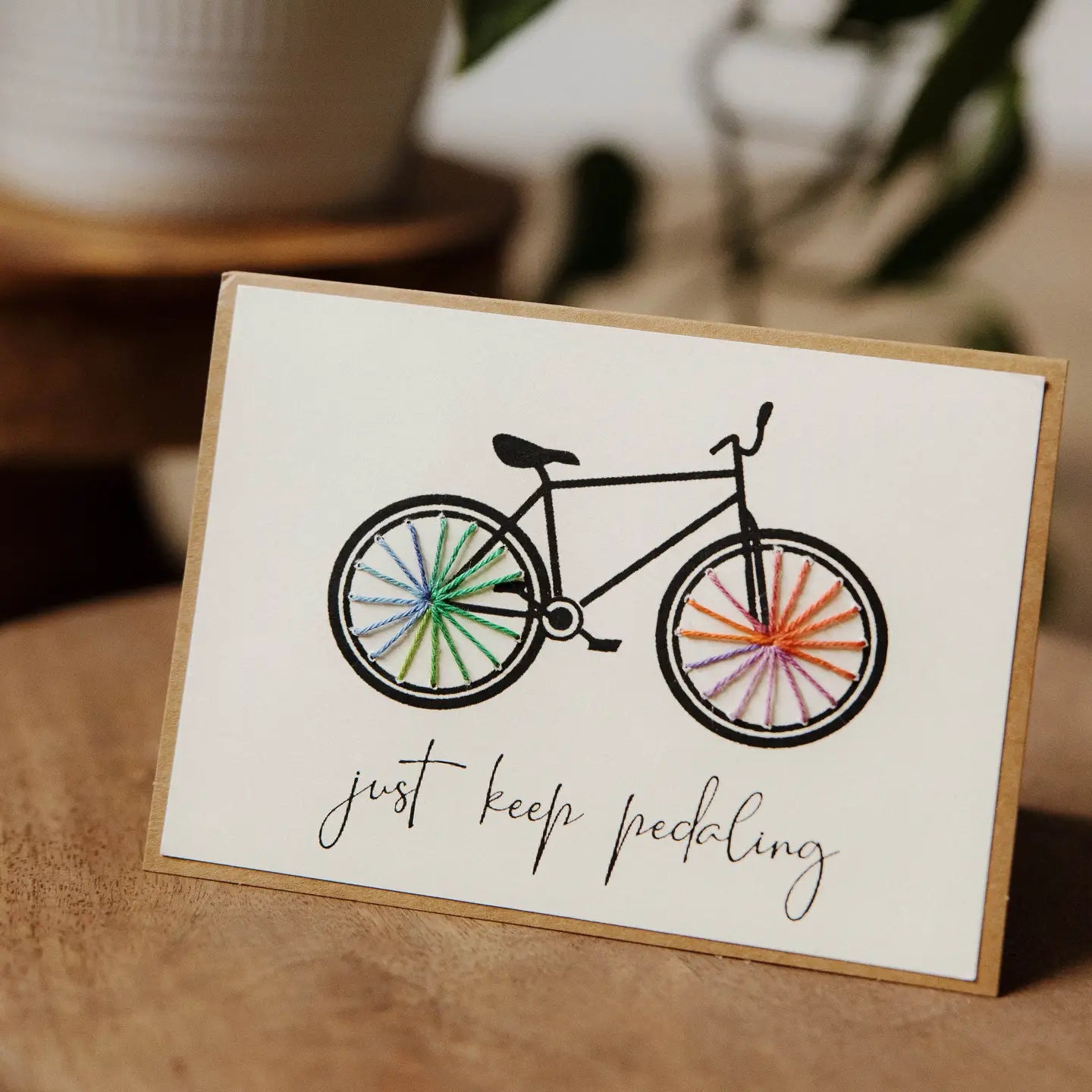 CARD STITCH KEEP PEDALING