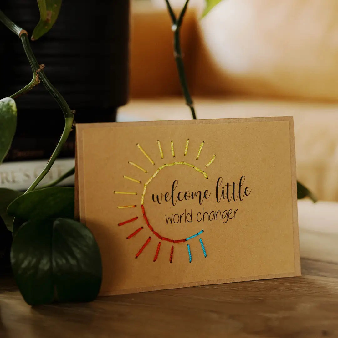 CARD STITCH WORLD CHANGER - KRAFT
